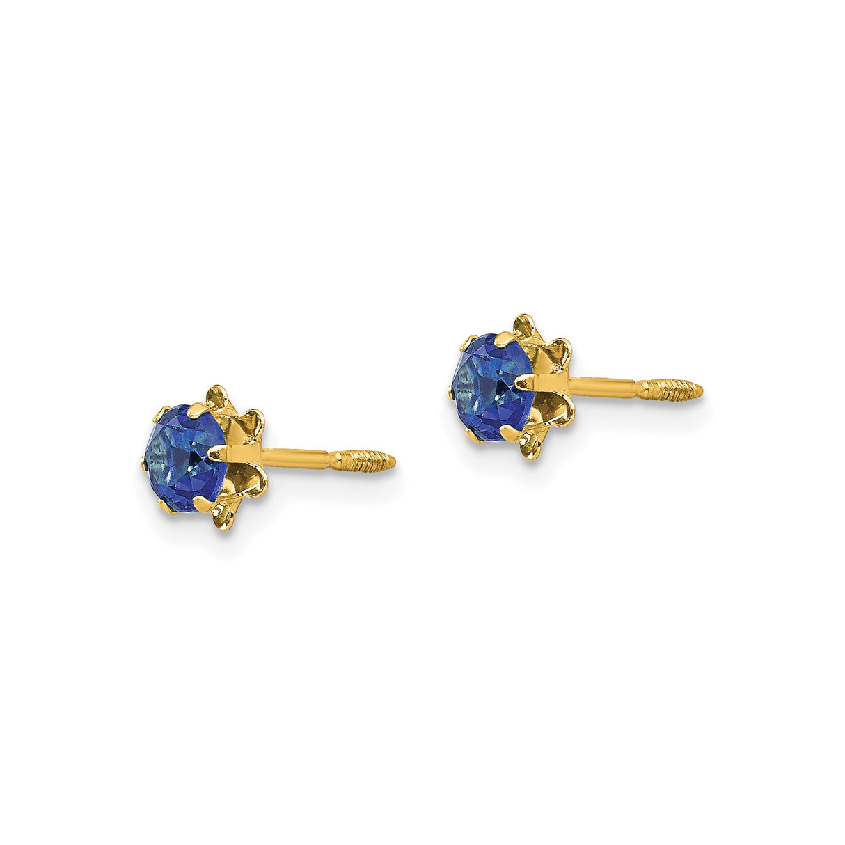 14k Yellow Gold Flower Stud Earrings with Round Cubic Zirconia in Floral Design