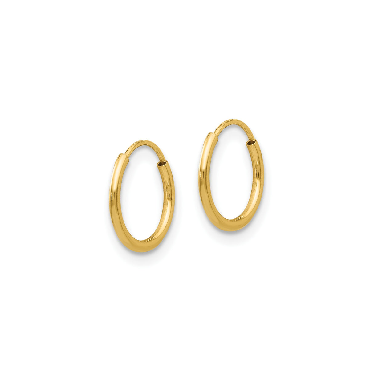 14k Yellow Gold Hoop Earrings, Classic Polished Round Design, Unisex Minimalist Style