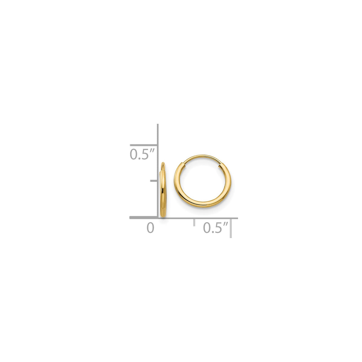 14k Yellow Gold Hoop Earrings, Classic Polished Round Design, Unisex Minimalist Style