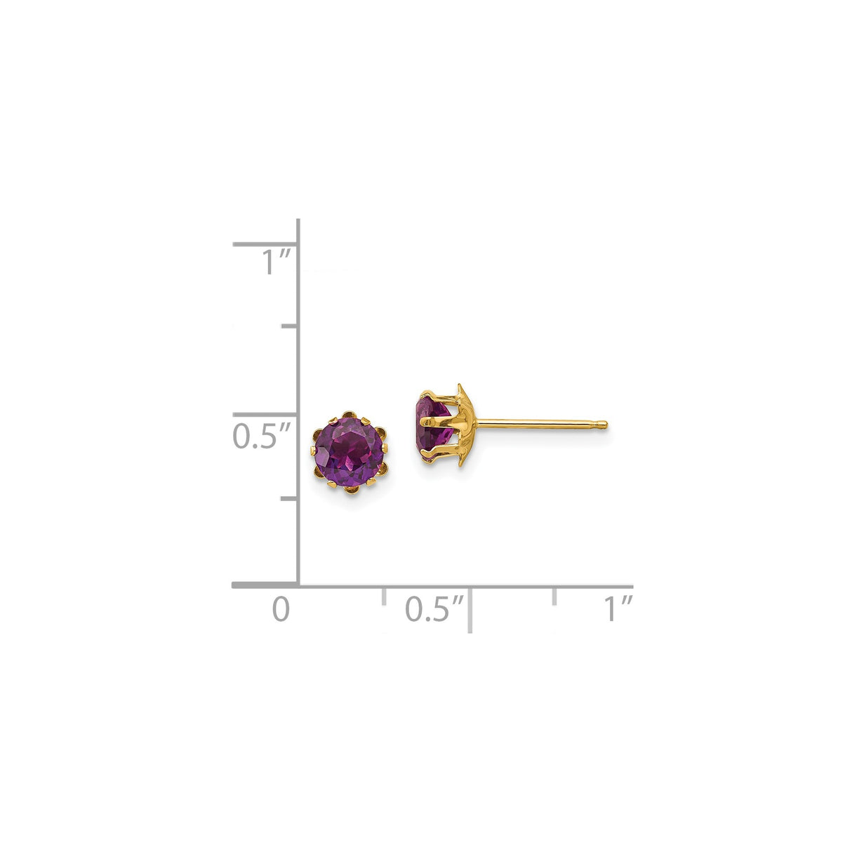 14k Yellow Gold Stud Earrings with Round Cut Cubic Zirconia, Classic Prong Setting for Women