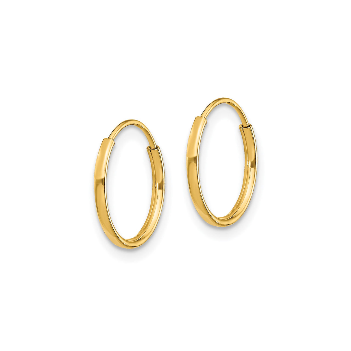 14k Yellow Gold Hoop Earrings, Classic Minimalist Lightweight Round Design for Women