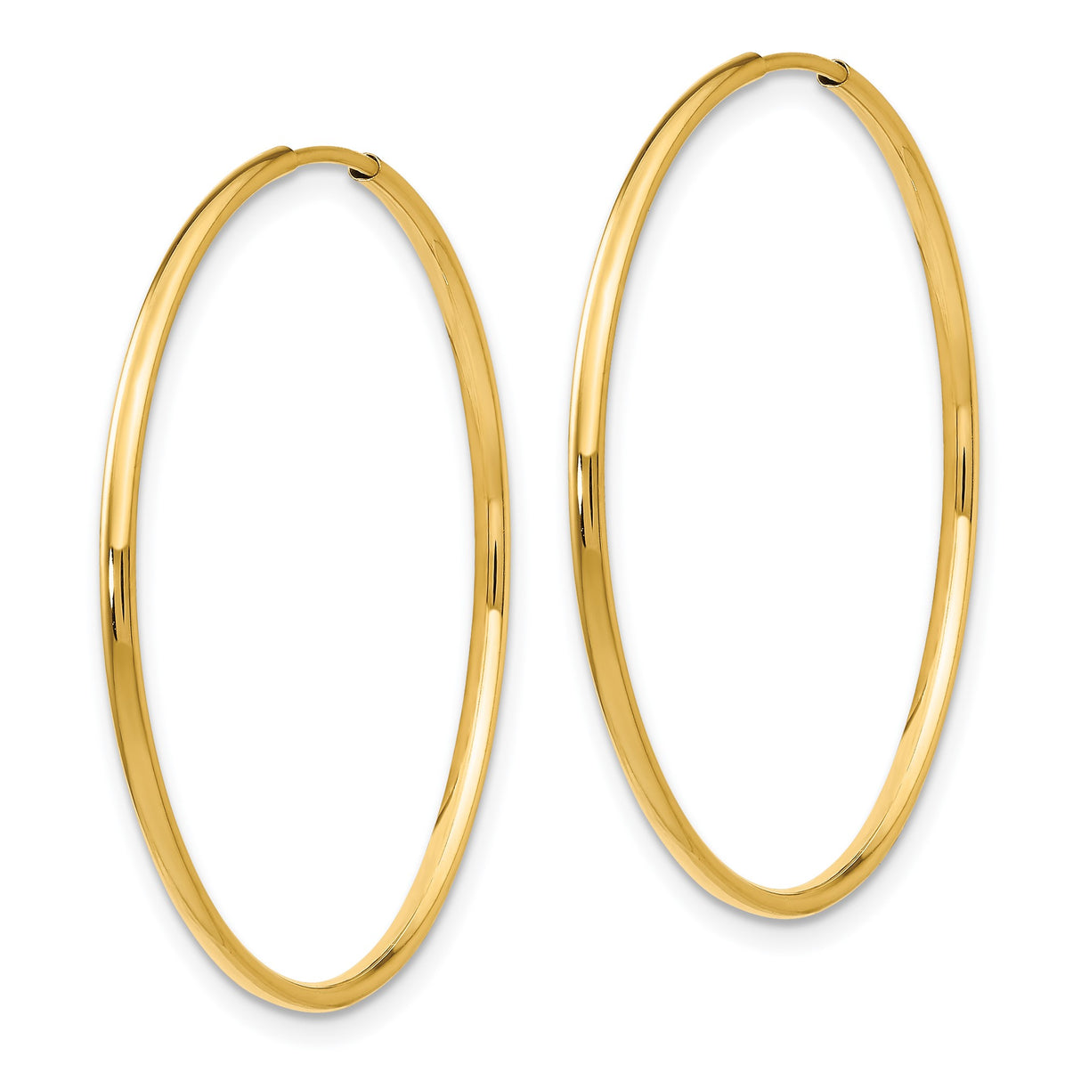 14k Yellow Gold Hoop Earrings, Classic Minimalist Round Lightweight Polished Design for Women