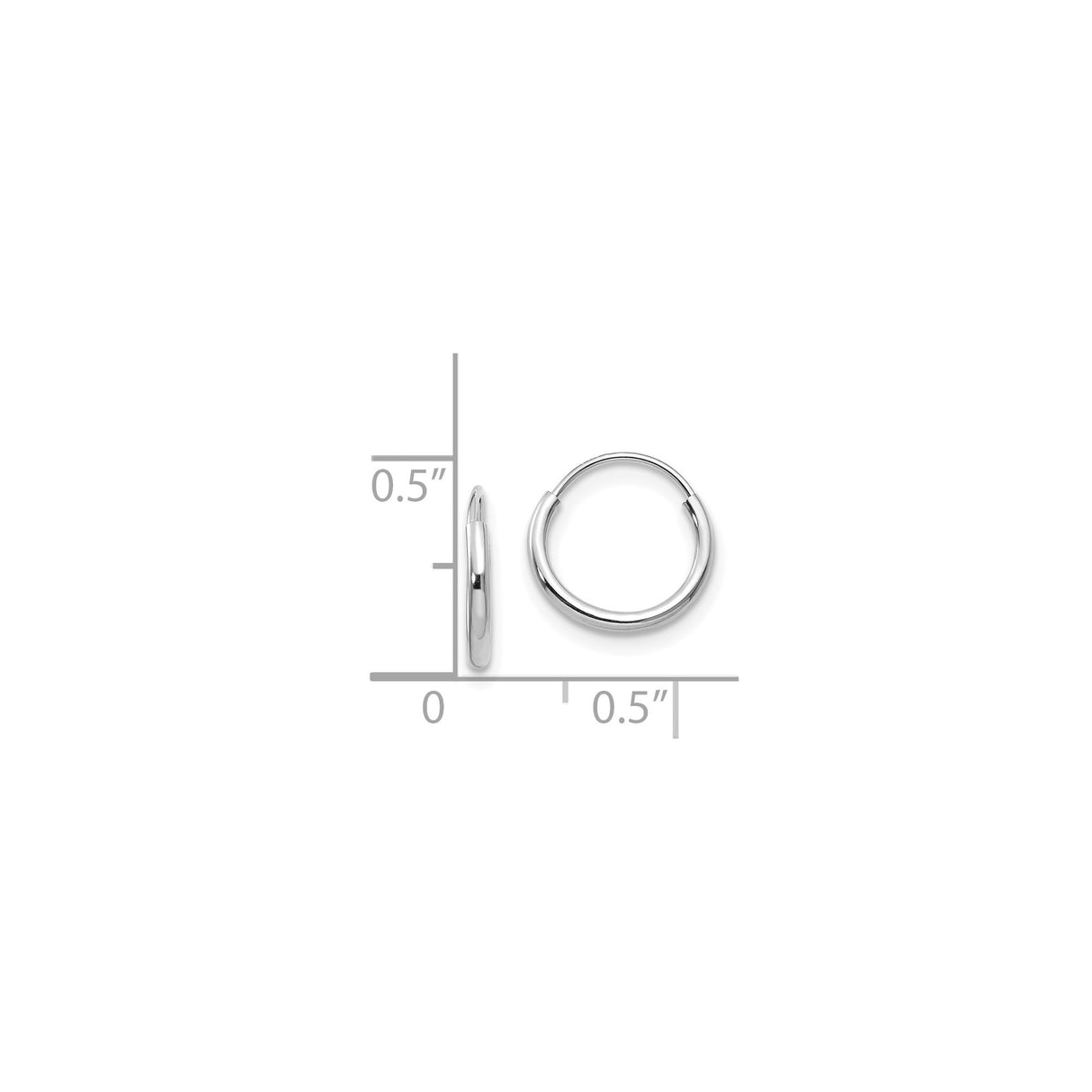 14k White Gold Hoop Earrings, Polished Minimalist Design, Unisex Everyday Jewelry