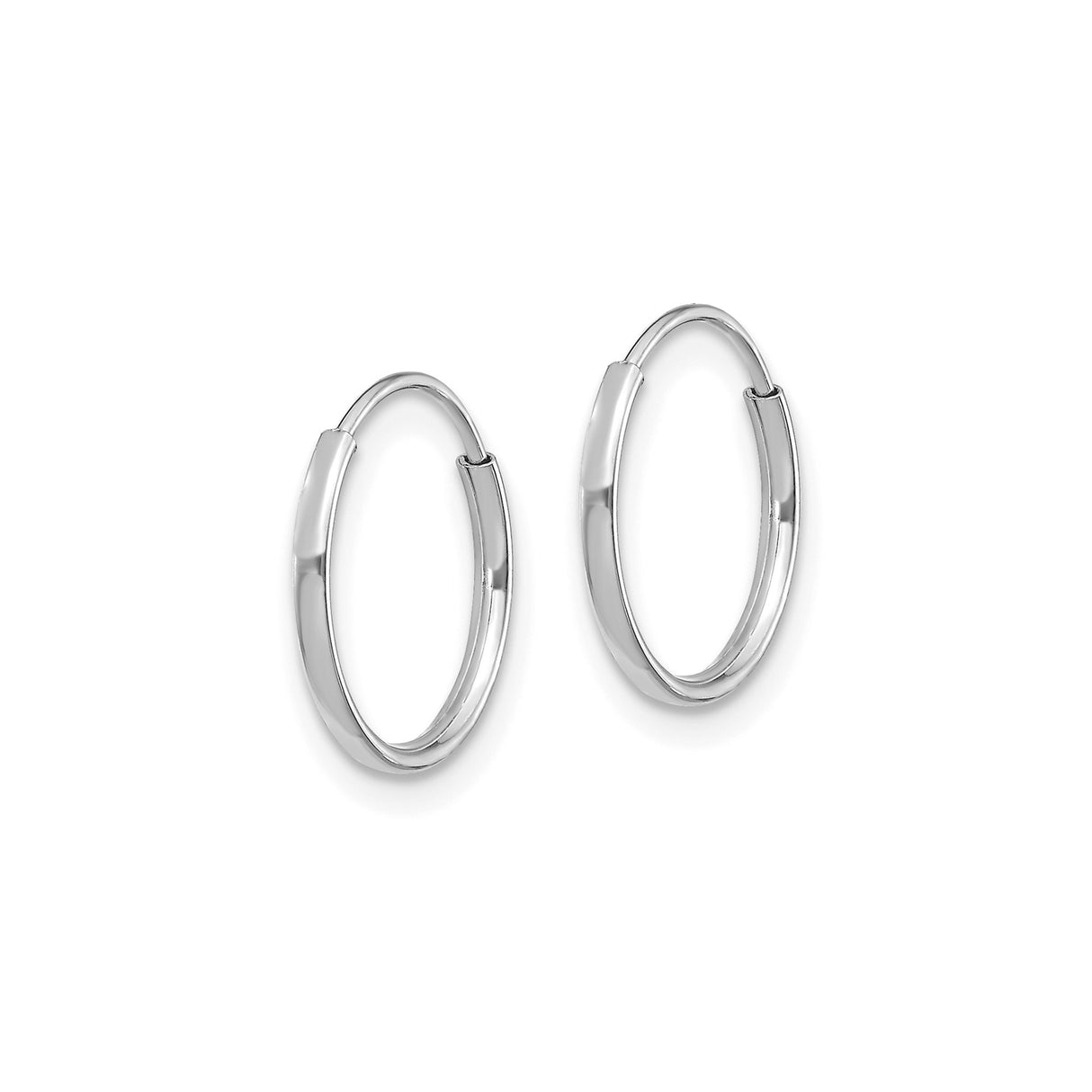 14k White Gold Hoop Earrings, Classic Round Polished Lightweight Design for Women