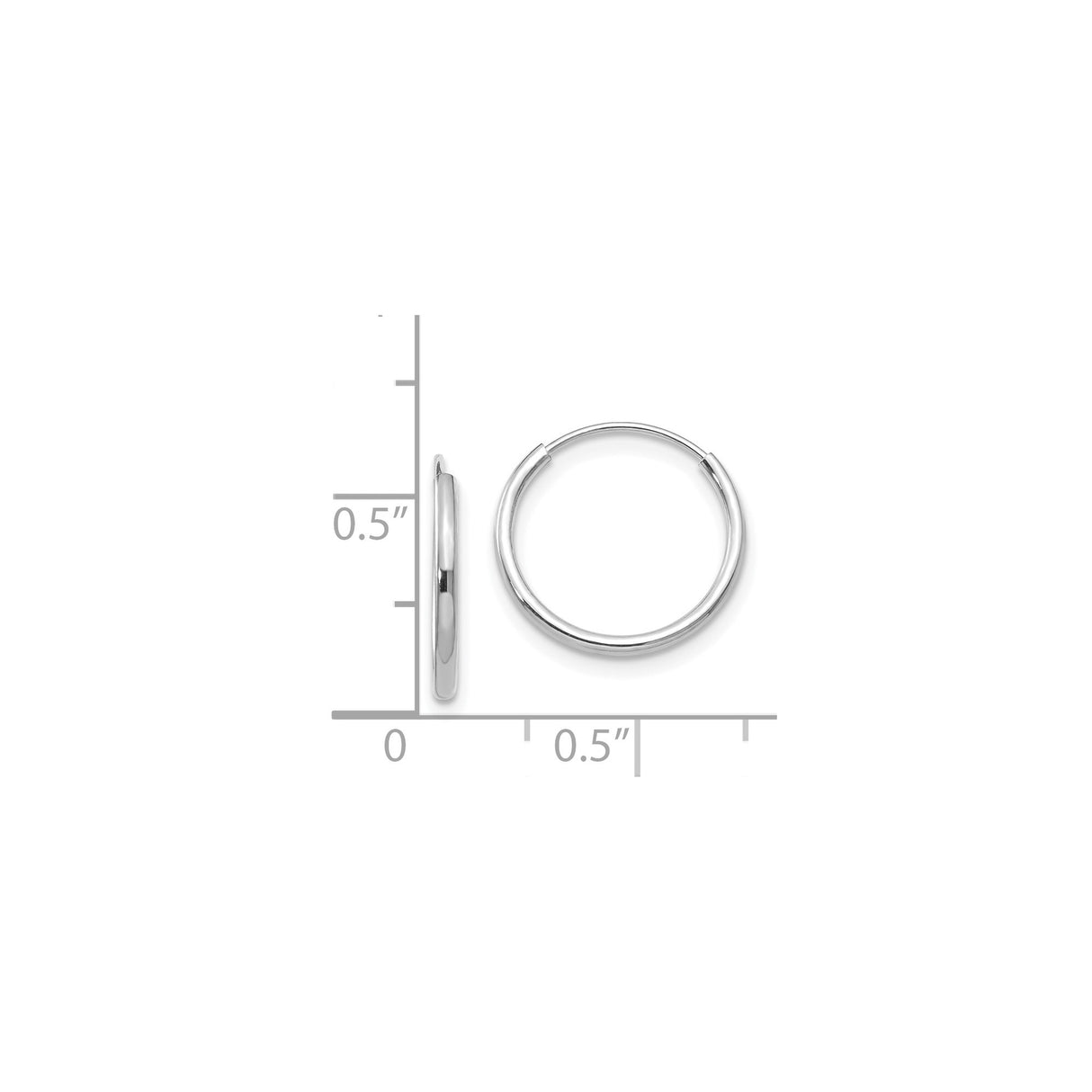 14k White Gold Hoop Earrings, Classic Round Polished Hoops, Minimalist Lightweight Jewelry for Women