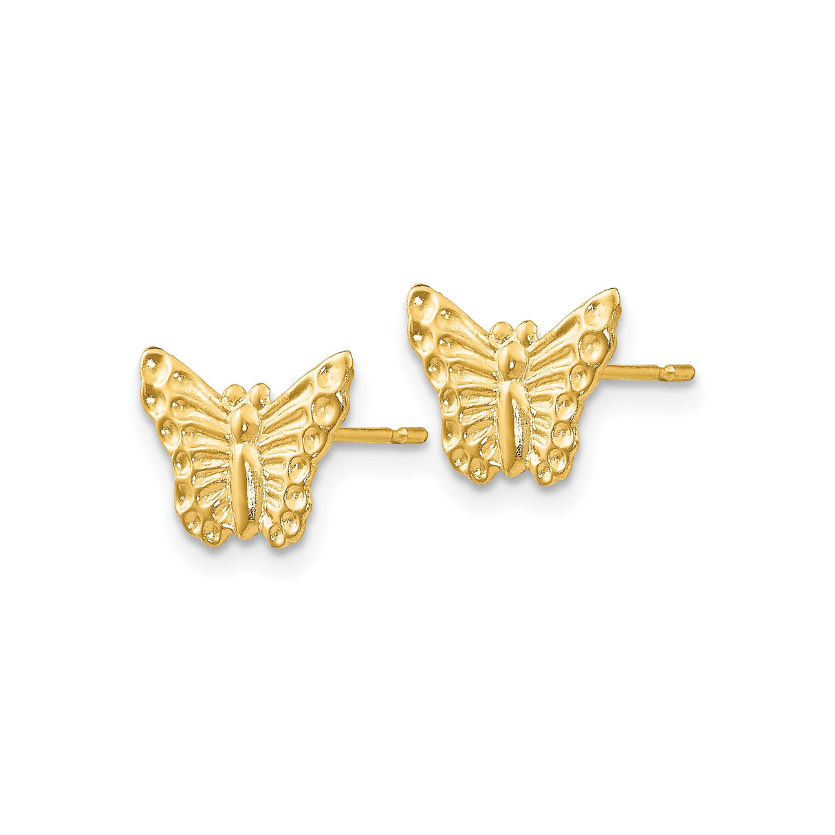 14k Yellow Gold Butterfly Stud Earrings, Dainty Nature Motif Insect Jewelry for Women