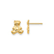 14k Yellow Gold Teddy Bear Stud Earrings, Dainty Animal Design for Babies and Girls