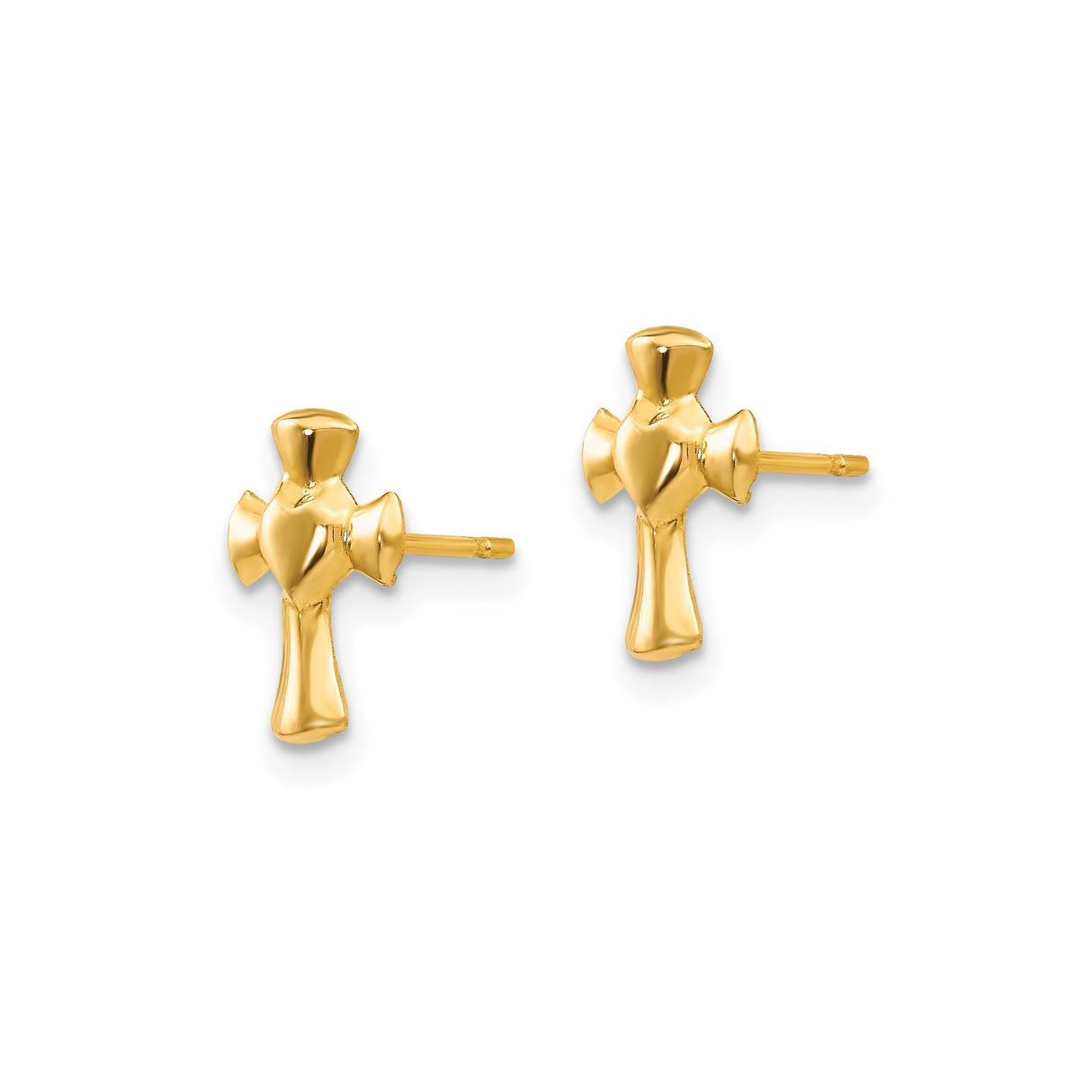 14k Yellow Gold Cross Pendant with High Polish Finish, Classic Religious Design for Men and Women