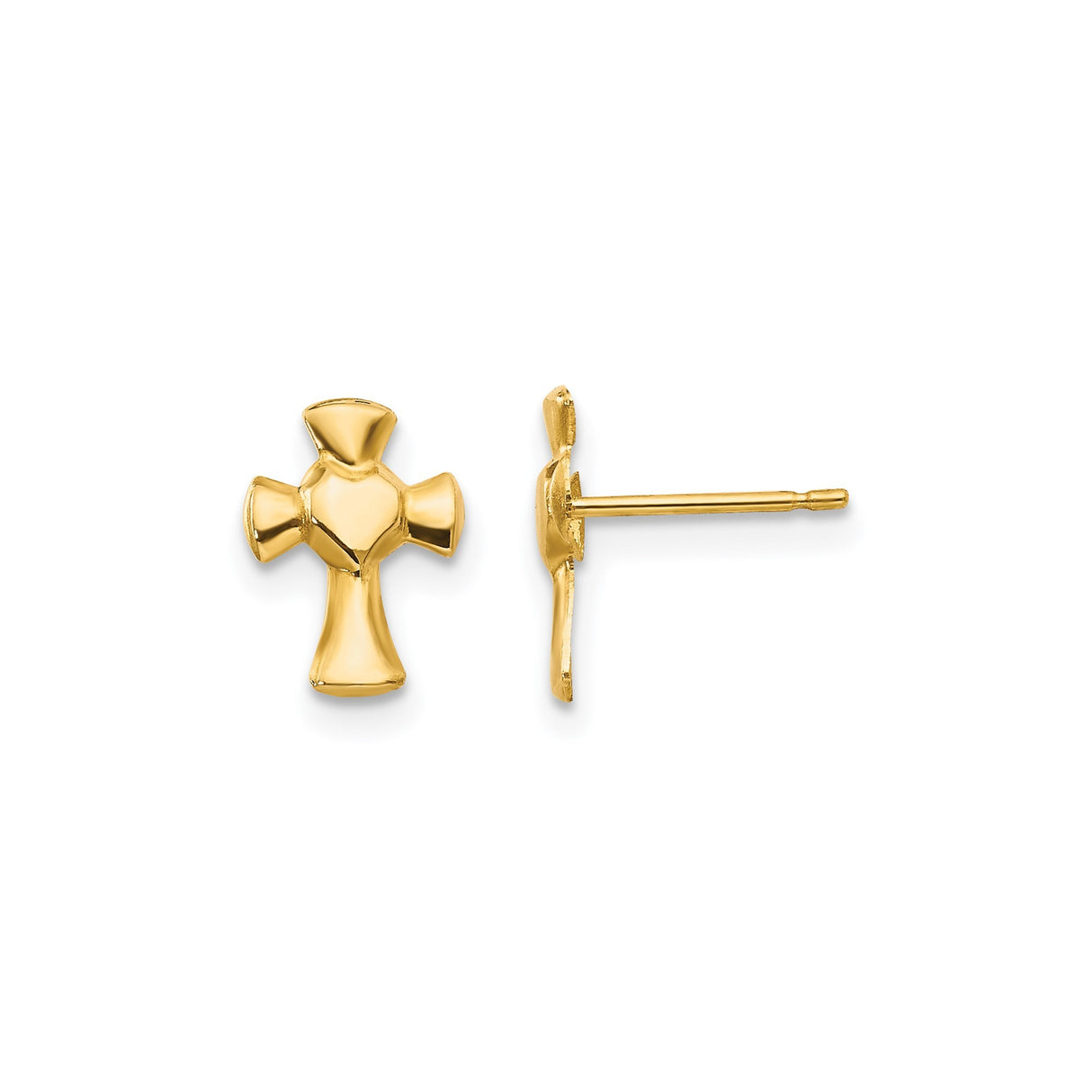 14k Yellow Gold Cross Pendant with High Polish Finish, Classic Religious Design for Men and Women