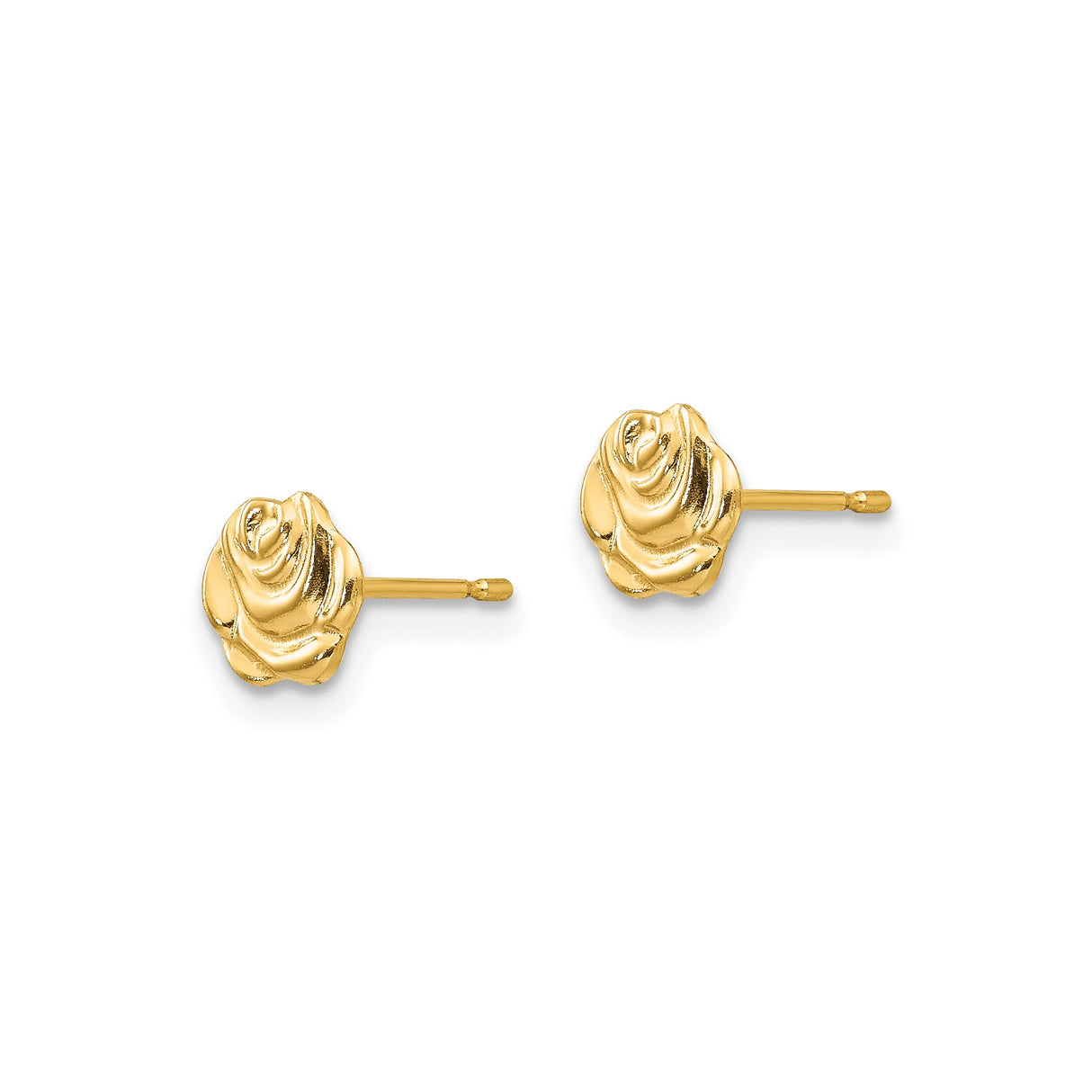 14k Yellow Gold Rose Stud Earrings, Delicate Floral Design for Women