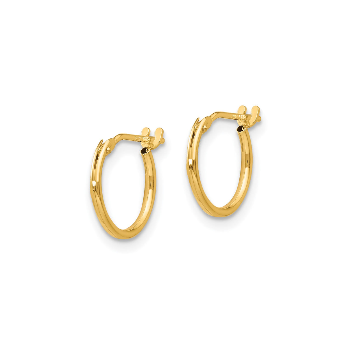 14k Yellow Gold Hoop Earrings, Classic Minimalist Round Design with Hinged Closure