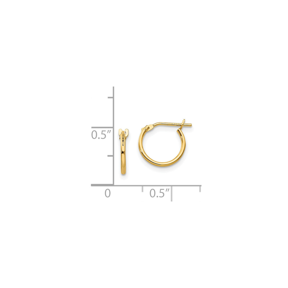 14k Yellow Gold Hoop Earrings, Classic Minimalist Round Design with Hinged Closure