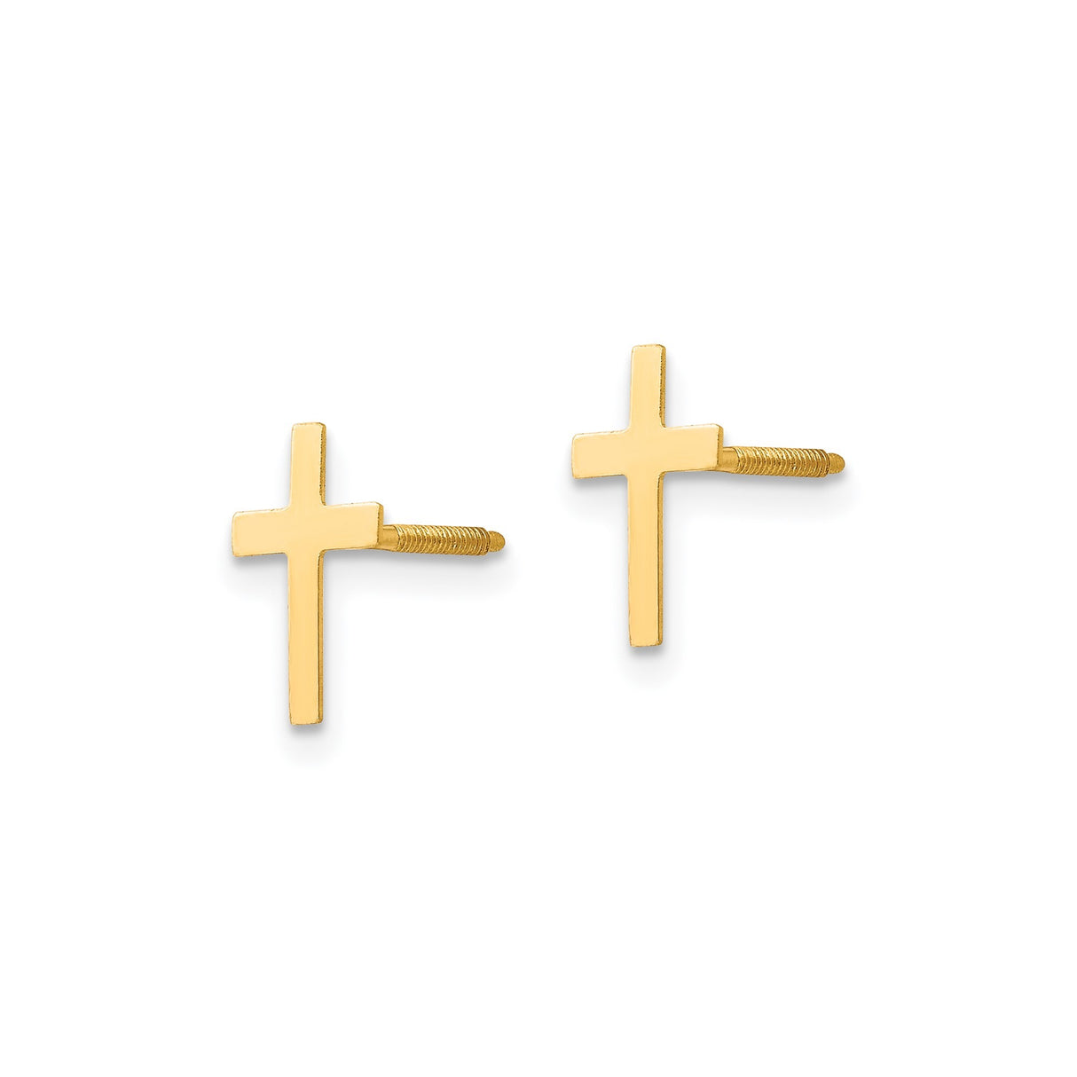 14k Yellow Gold Cross Pendant with Polished Finish and Modern Minimalist Design