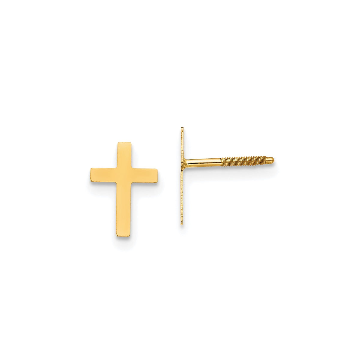 14k Yellow Gold Cross Pendant with Polished Finish and Modern Minimalist Design