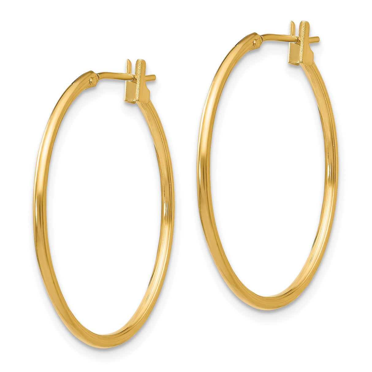 14k Yellow Gold Hoop Earrings, Classic Round Lightweight Design for Women