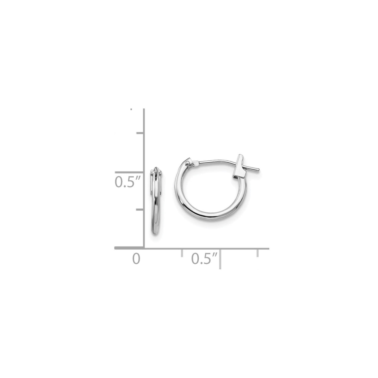 14k White Gold Hoop Earrings, Polished Finish, Hinged Closure, Minimalist Design for Women