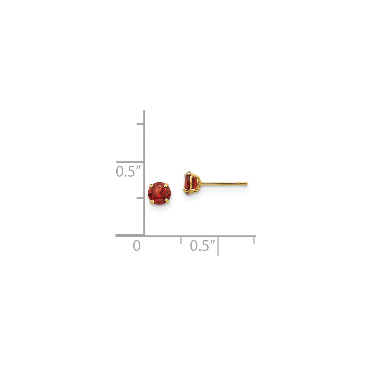 14k Yellow Gold Stud Earrings with Garnet, Classic Four Prong Setting for Women