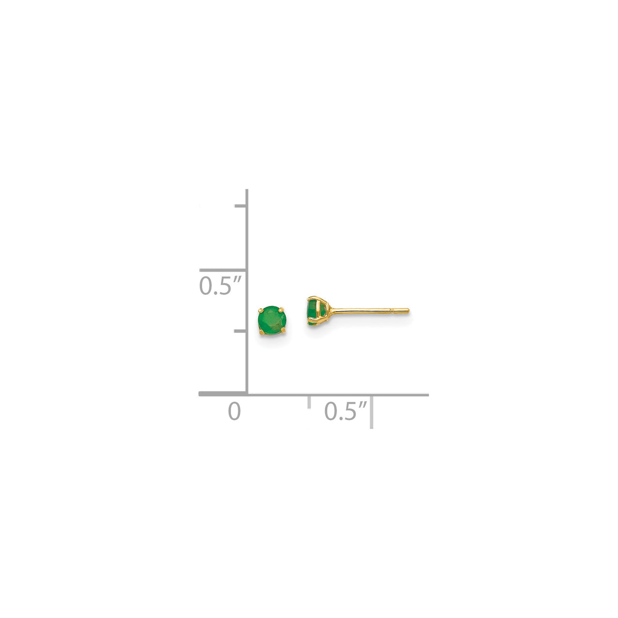 14k Yellow Gold Emerald Stud Earrings, Classic Four Prong Setting, Minimalist Jewelry for Women