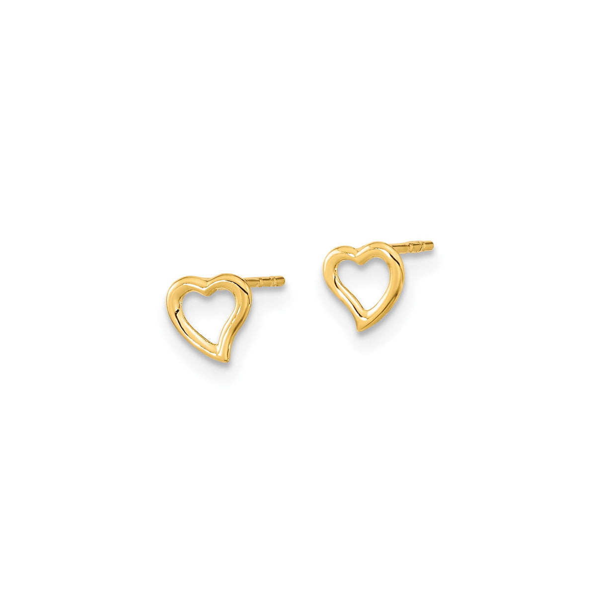 14k Yellow Gold Heart Stud Earrings with Open Design Symbolizing Love and Affection