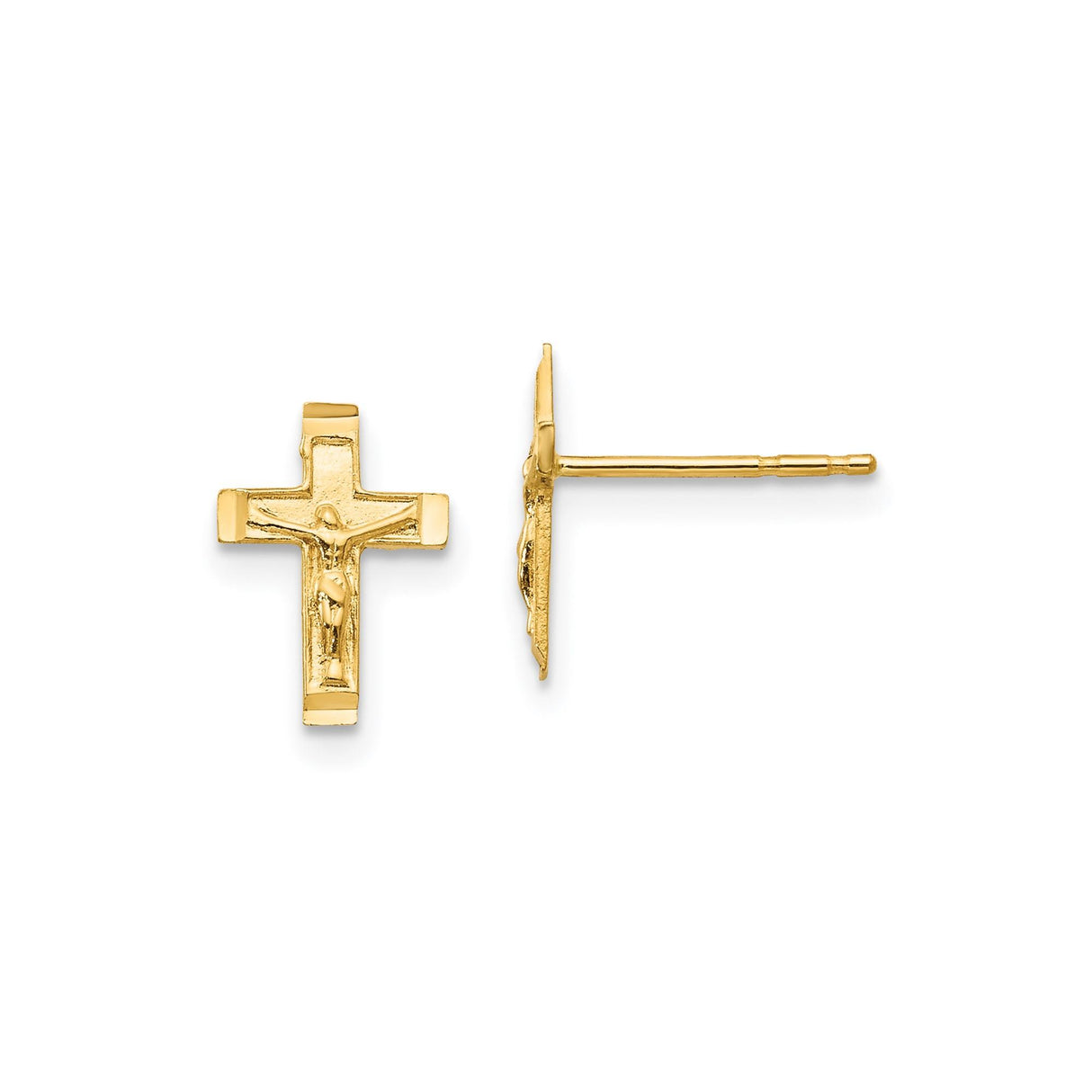 14k Yellow Gold Crucifix Pendant with Detailed Jesus Figure, Catholic Spiritual Charm
