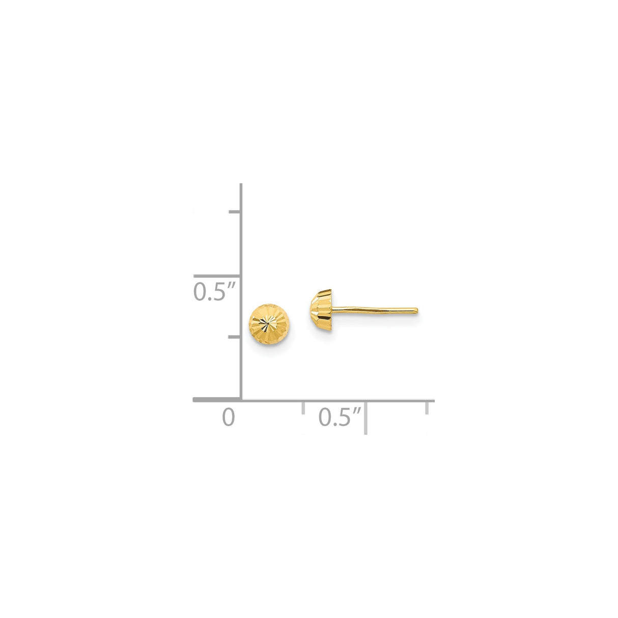 14k Yellow Gold Stud Earrings, Diamond Cut Sunburst Design with Faceted Finish