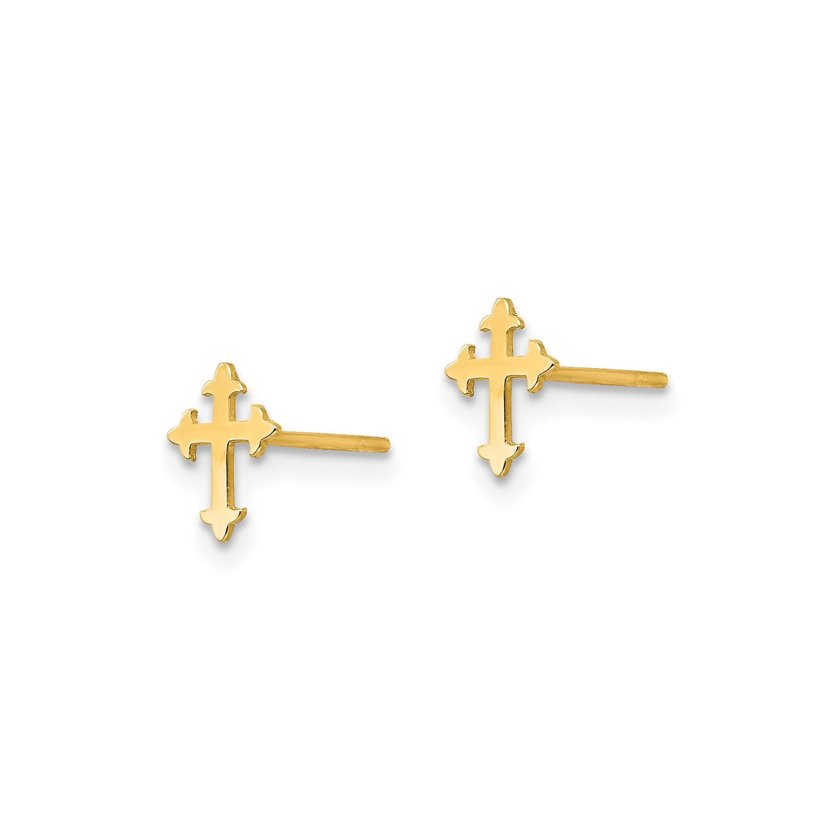 14k Yellow Gold Cross Pendant, Minimalist Religious Charm for Men and Women