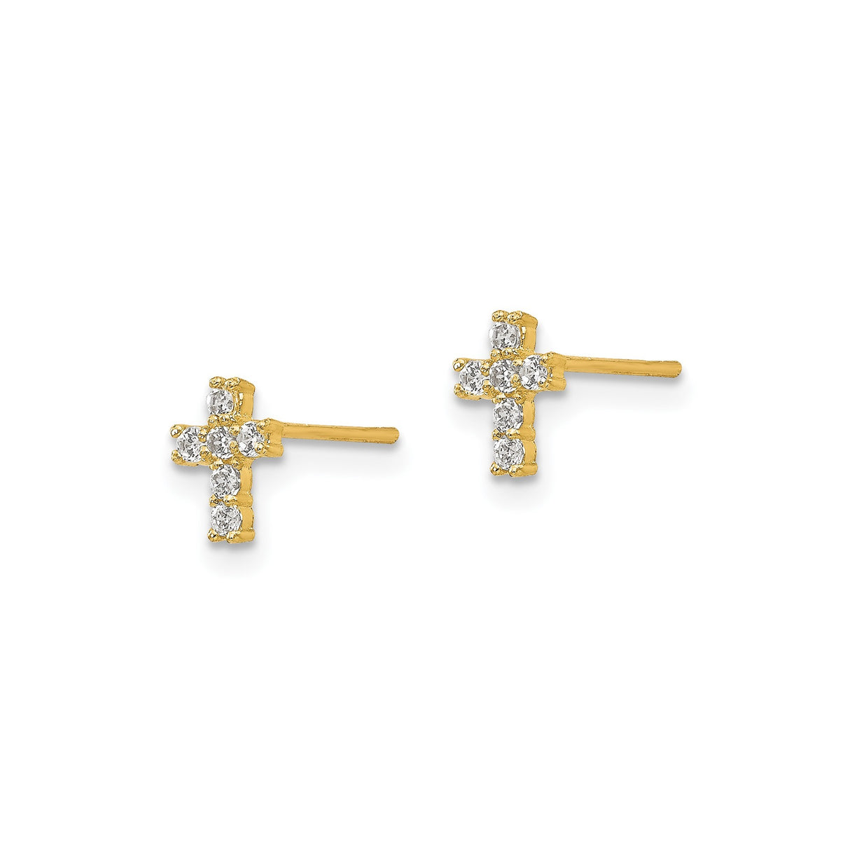 14k Yellow Gold Cross Pendant with Cubic Zirconia, Modern Religious Design for Men and Women