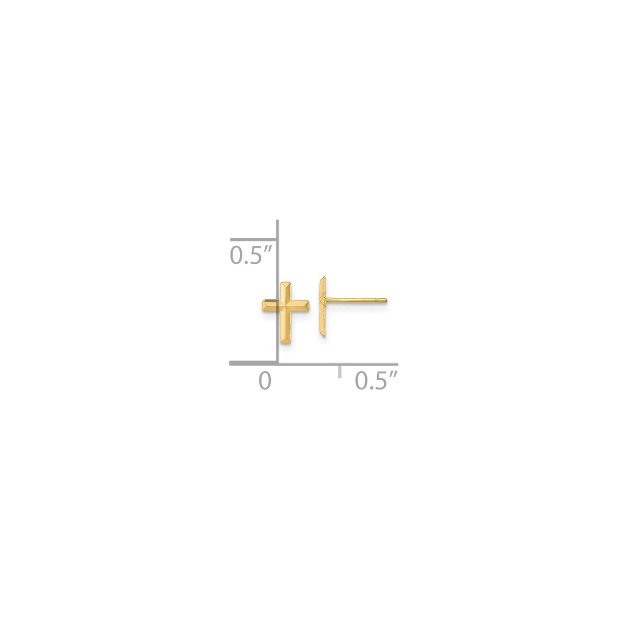 14k Yellow Gold Beveled Cross Pendant, Polished Religious Design for Men and Women