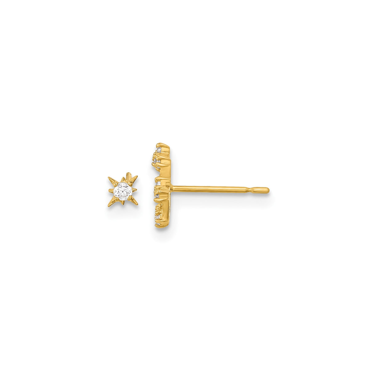 14k Yellow Gold Stud Earrings with Cubic Zirconia, Big Dipper Constellation Design