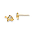 14k Yellow Gold Turtle Stud Earrings with Two-Tone Animal Design for Women