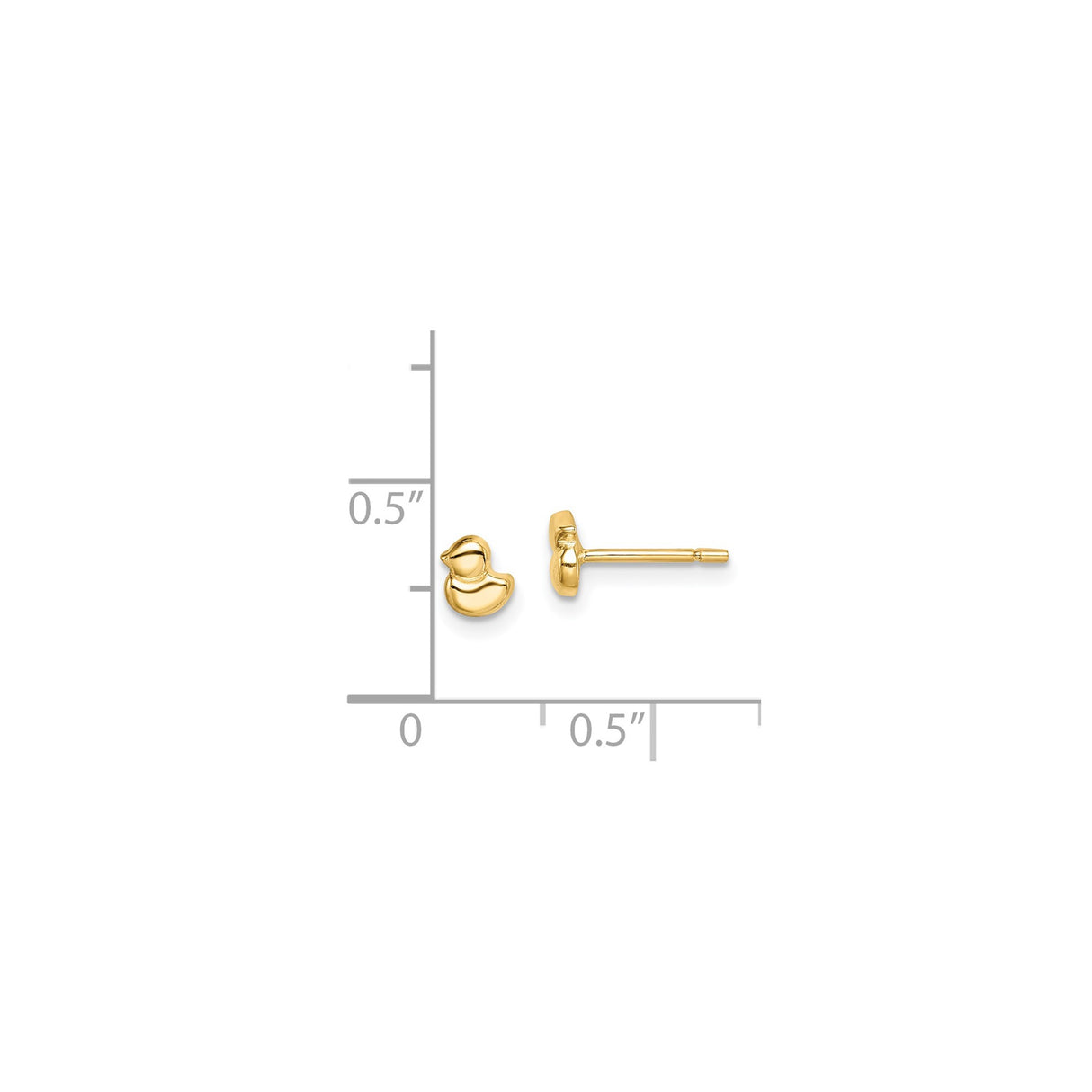14k Yellow Gold Duck Stud Earrings, Polished Minimalist Animal Design for Women