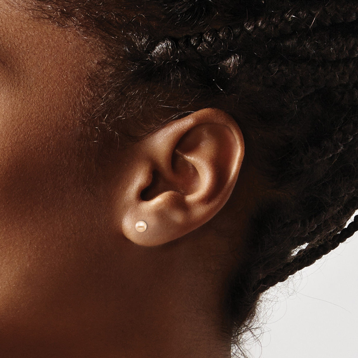 14k Yellow Gold Stud Earrings with Round Pink Cultured Pearls, Minimalist Design for Women