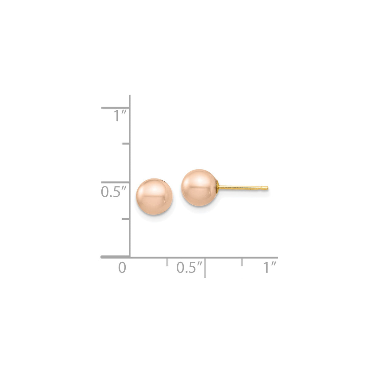 14k Yellow Gold Stud Earrings with Round Pink or Peach Freshwater Pearl, Classic Minimalist Design