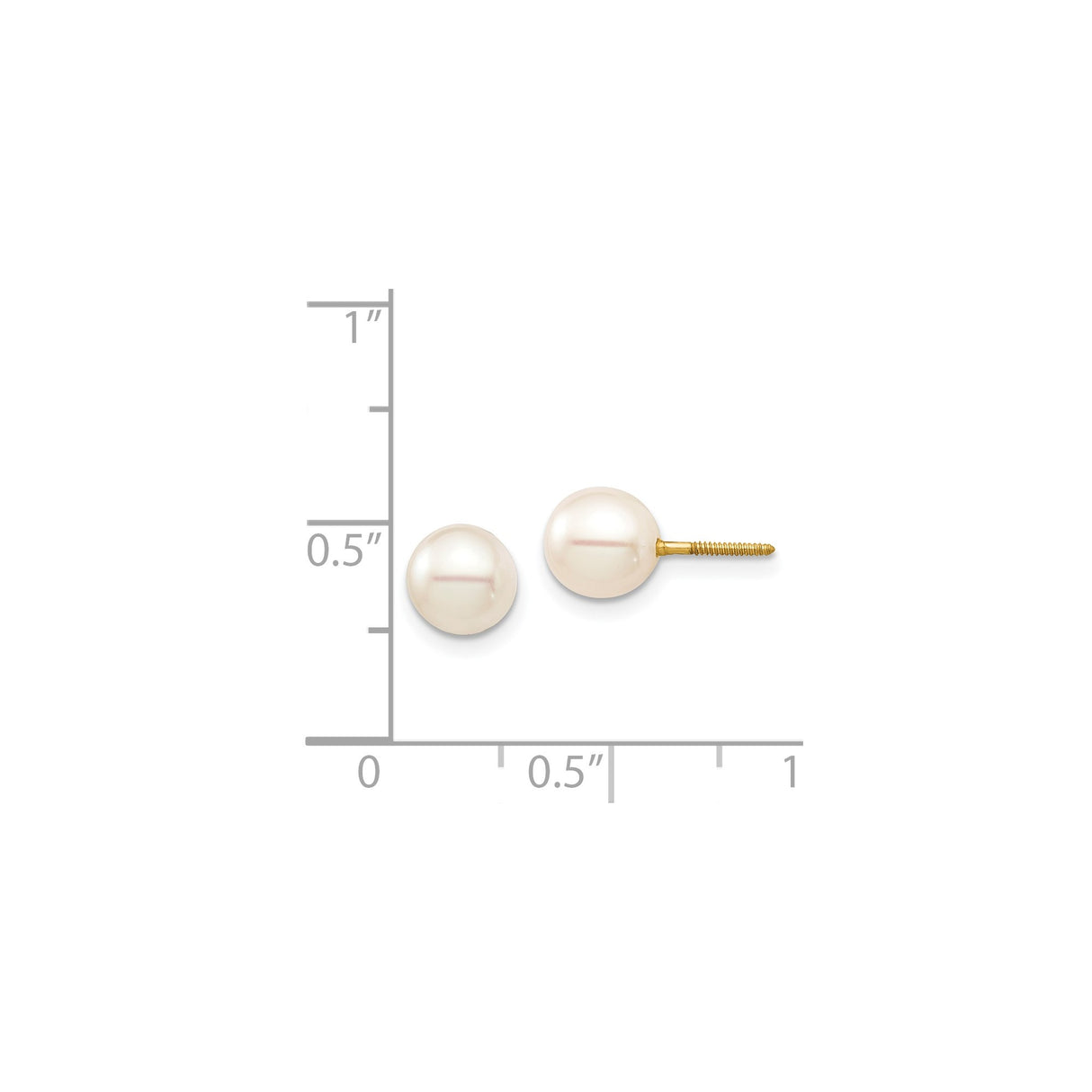 14k Yellow Gold Pearl Stud Earrings, White Cultured Pearls, Screw Back, Classic Style for Women