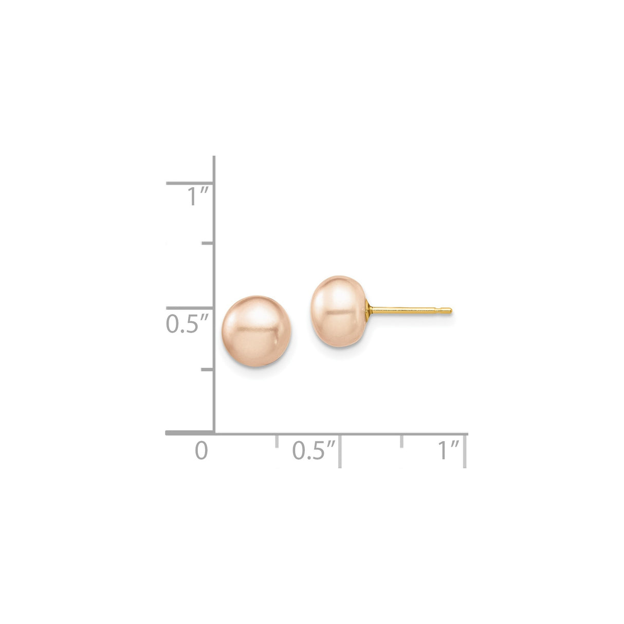 14k Yellow Gold Stud Earrings with Blush Freshwater Pearls, Classic Minimalist Design