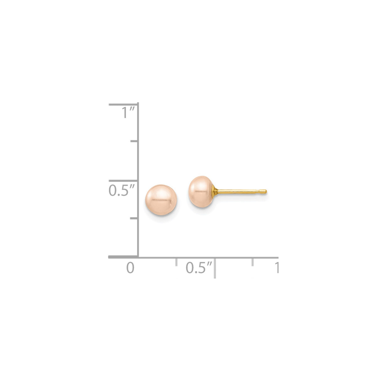 14k Yellow Gold Stud Earrings with Pearl, Smooth Polished Ball Design for Women