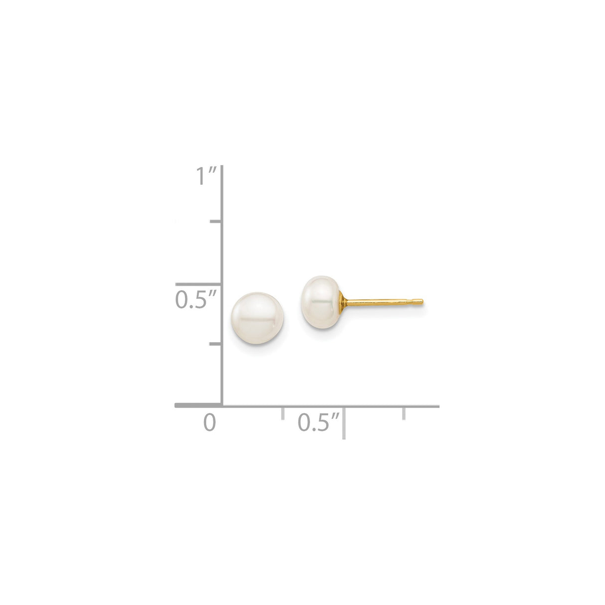 14k Yellow Gold Stud Earrings with Round White Cultured Pearls, Classic Style for Women