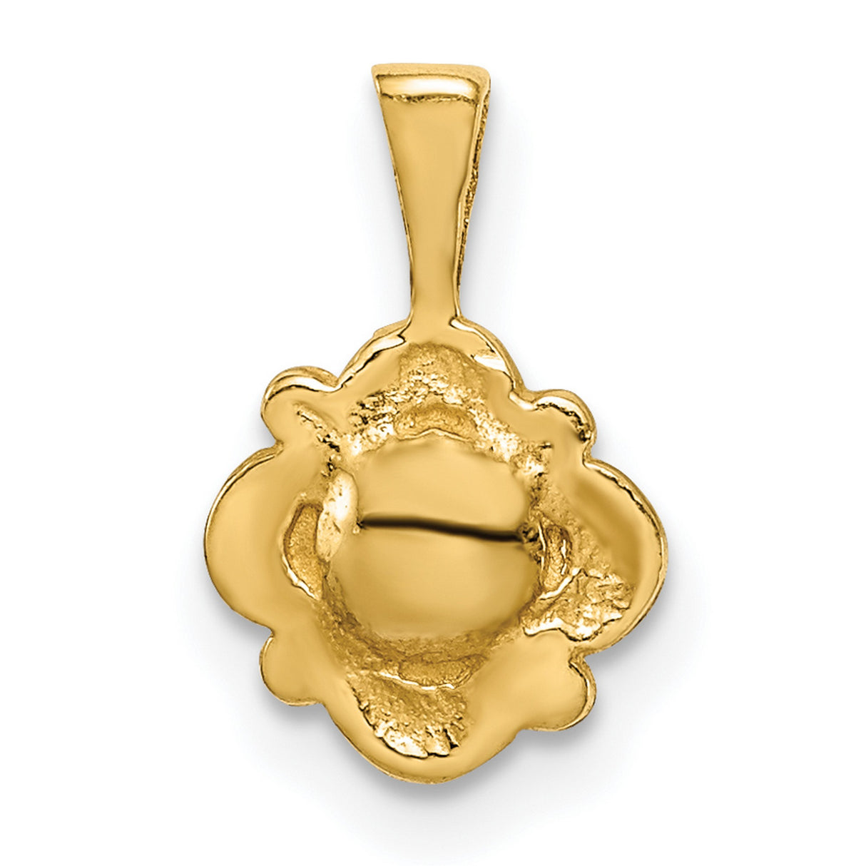 Childrens 4-5mm White Button Freshwater Cultured Pearl Charm Pendant in Real 14k Yellow Gold