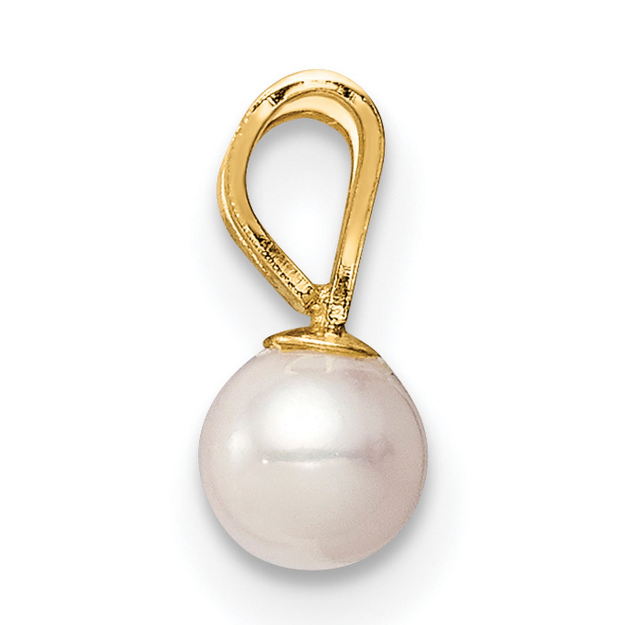 14k Yellow Gold Pendant with White Cultured Pearl, Classic Solitaire Design for Women