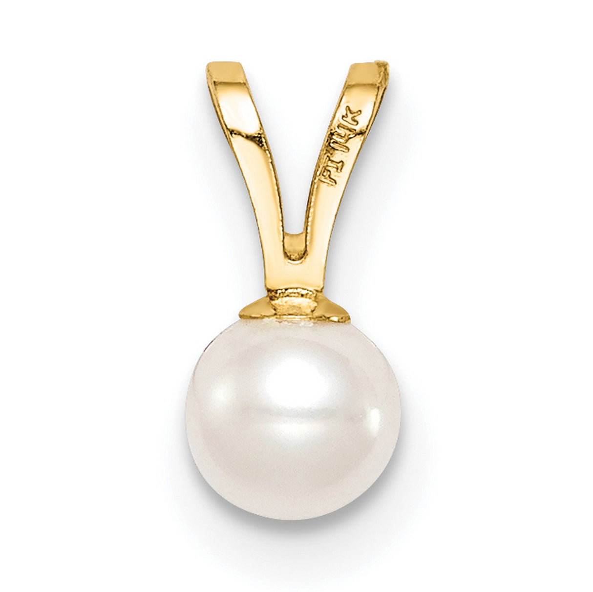 14k Yellow Gold Pendant with White Cultured Pearl, Classic Solitaire Design for Women