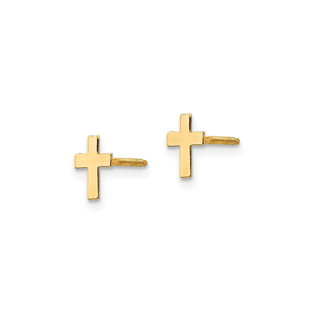 14k Yellow Gold Cross Pendant, Polished Tiny Faith Charm, Classic Spiritual Design for Men and Women