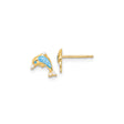 14k Yellow Gold Dolphin Stud Earrings with Blue and White Enamel, Marine Theme
