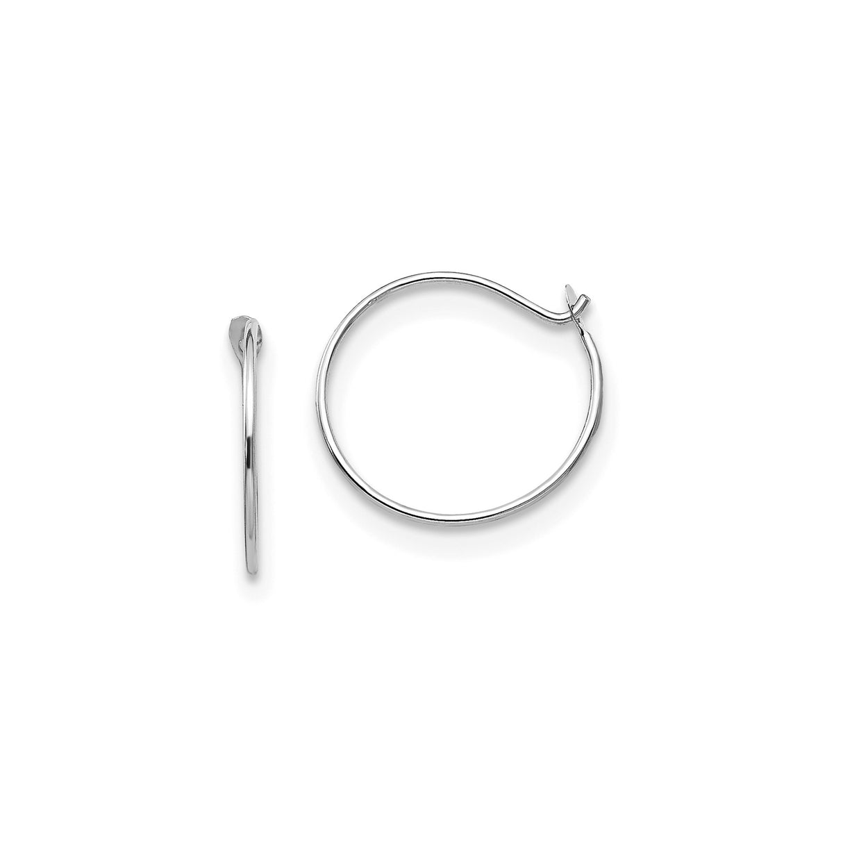 14k White Gold Hoop Earrings, Small Polished Minimalist Style for Women