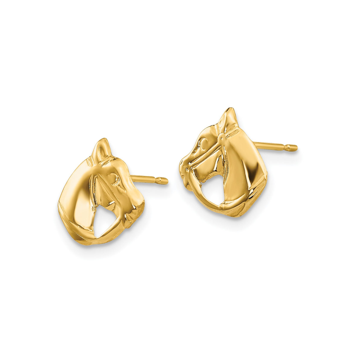 14k Yellow Gold Panther Stud Earrings, Openwork Big Cat Head Design, Polished Finish