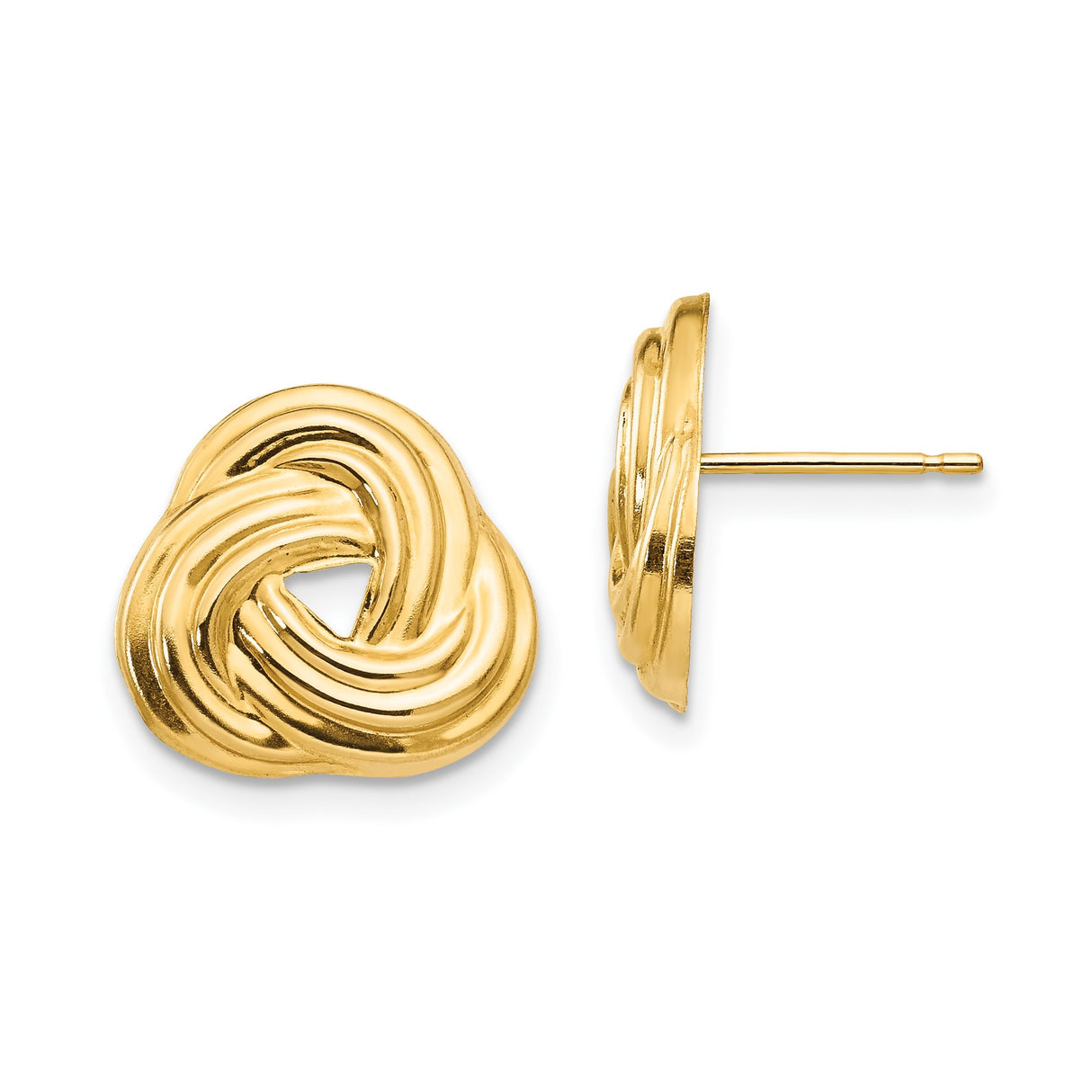 14k Yellow Gold Love Knot Stud Earrings with Twisted Knot Design for Women