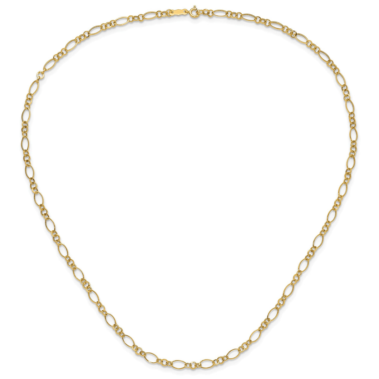 14K Yellow Gold 3 mm Polished Chain Necklace, Solid