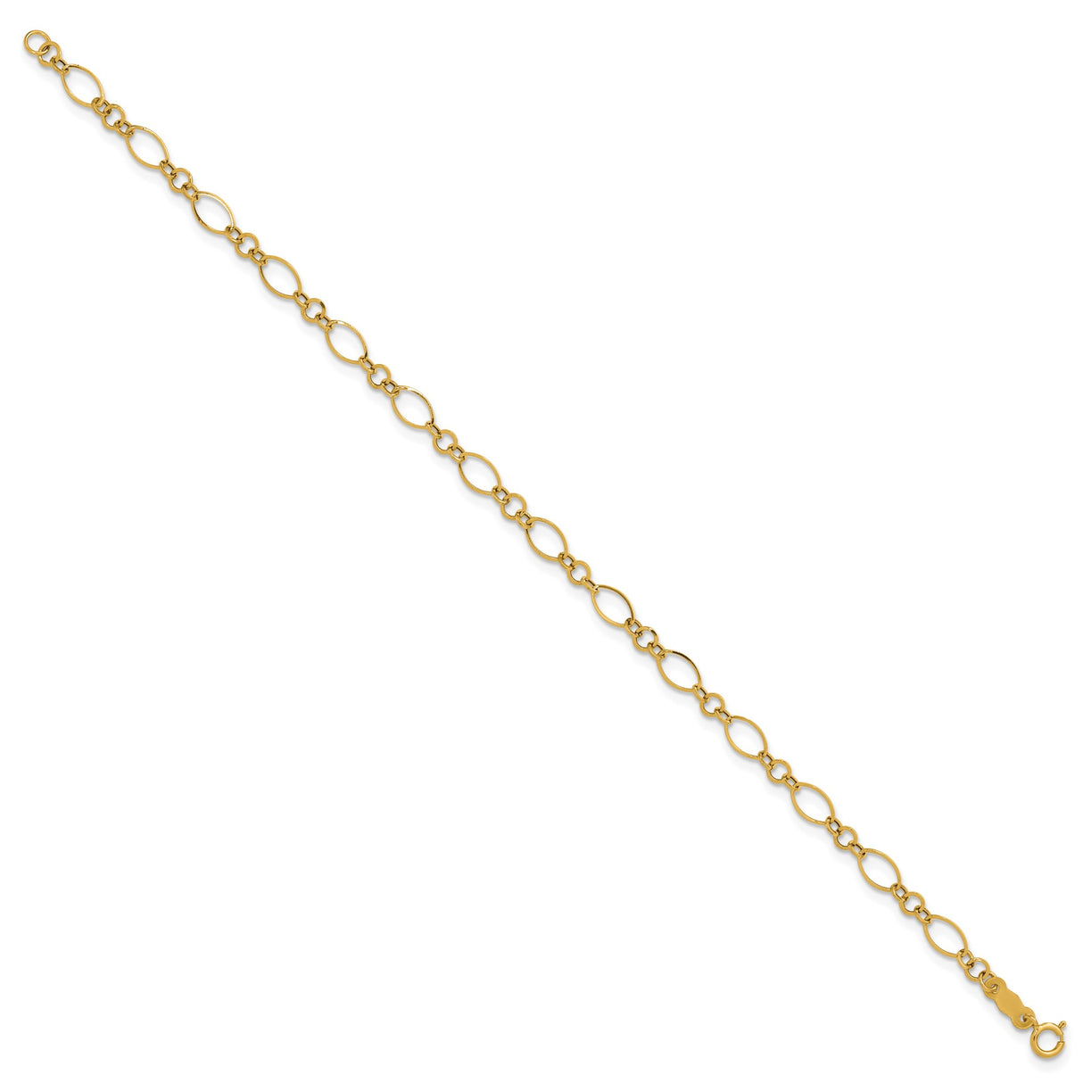 14K Yellow Gold 3 mm Polished Chain Bracelet, Solid