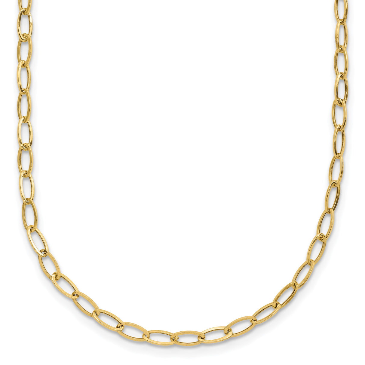 14K Yellow Gold 2.5 mm Polished Chain Necklace, Solid detail view