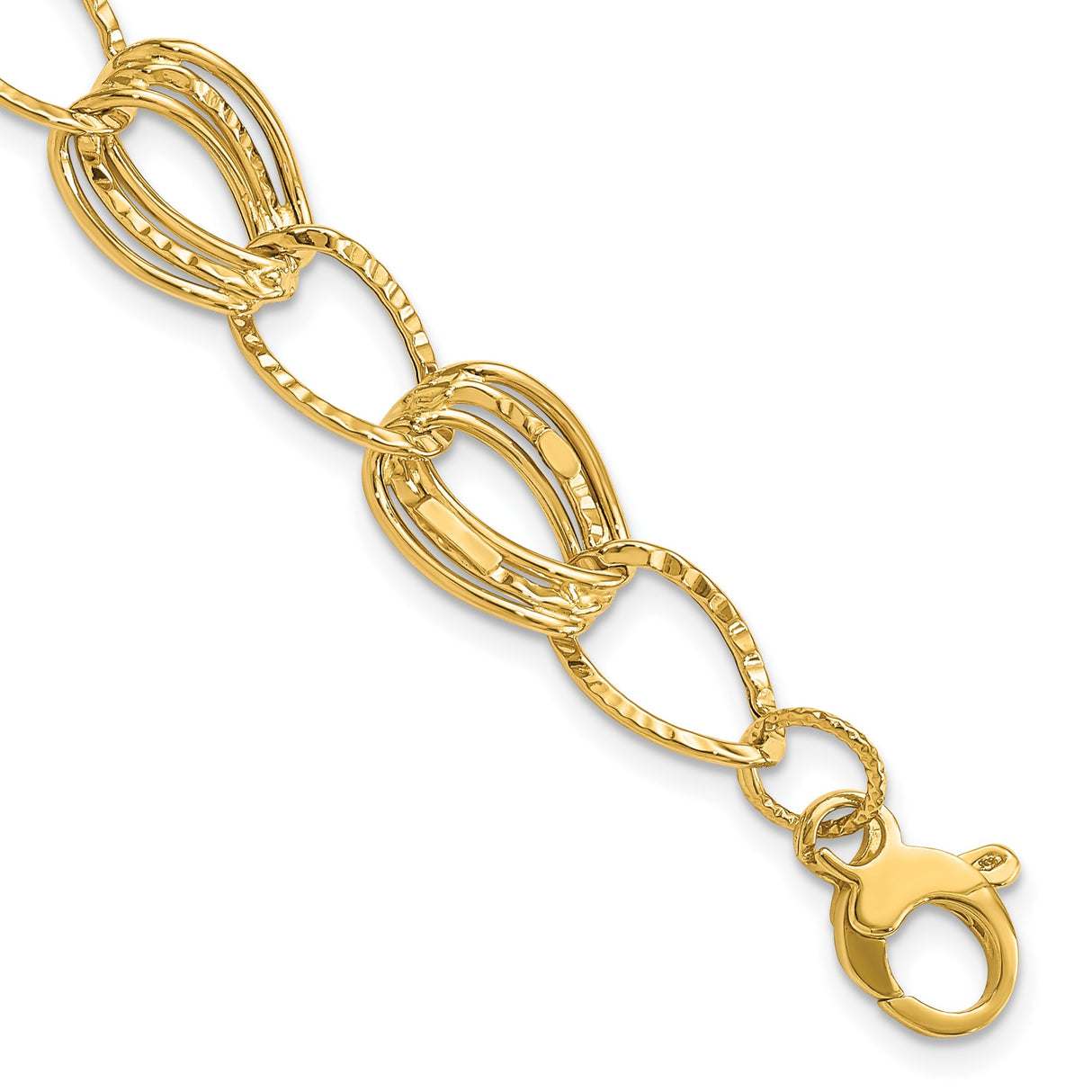 14K Yellow Gold 11 mm Polished Chain Bracelet alternate angle