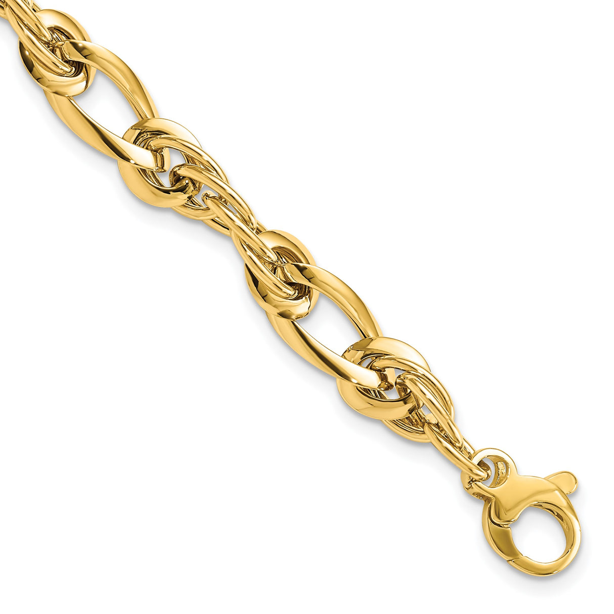 14K Yellow Gold 6.4 mm Polished Chain Bracelet alternate angle